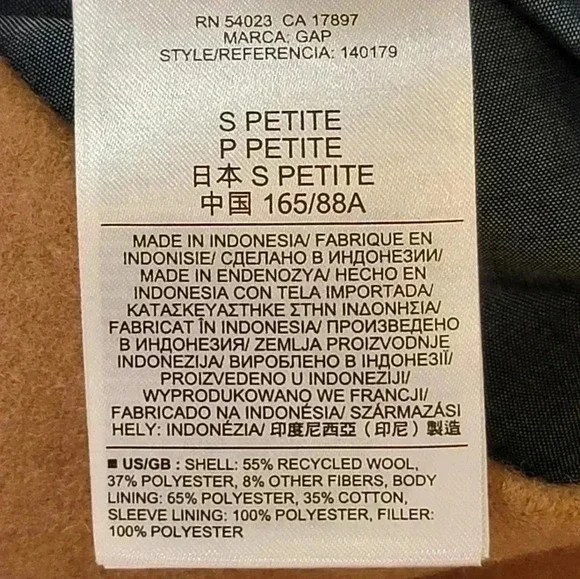 GAP Womens Vintage Moto Biker Wool Blend Tan Quilted Cropped Jacket Coat Small - Picture 11 of 15